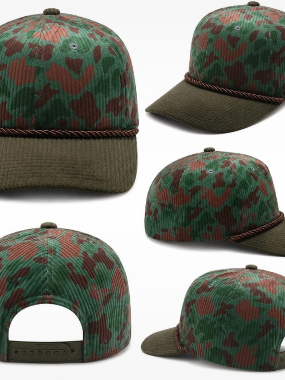 Corduroy Camo Baseball Cap - Green/Brown - Picture 2 of 3